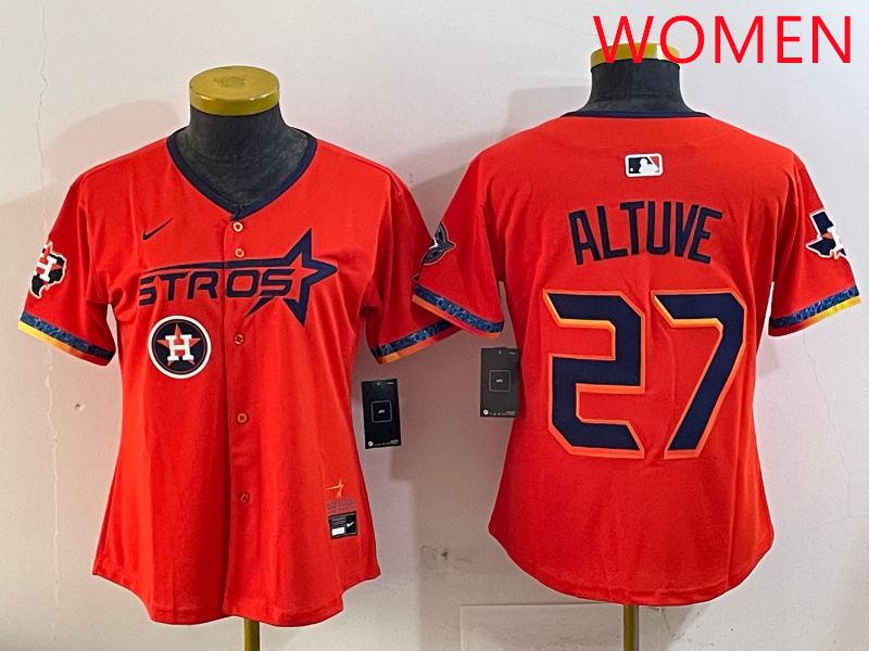 Women Houston Astros #27 Altuve Orange Fourth generation Joint Name Nike 2025 MLB Jersey style 7
